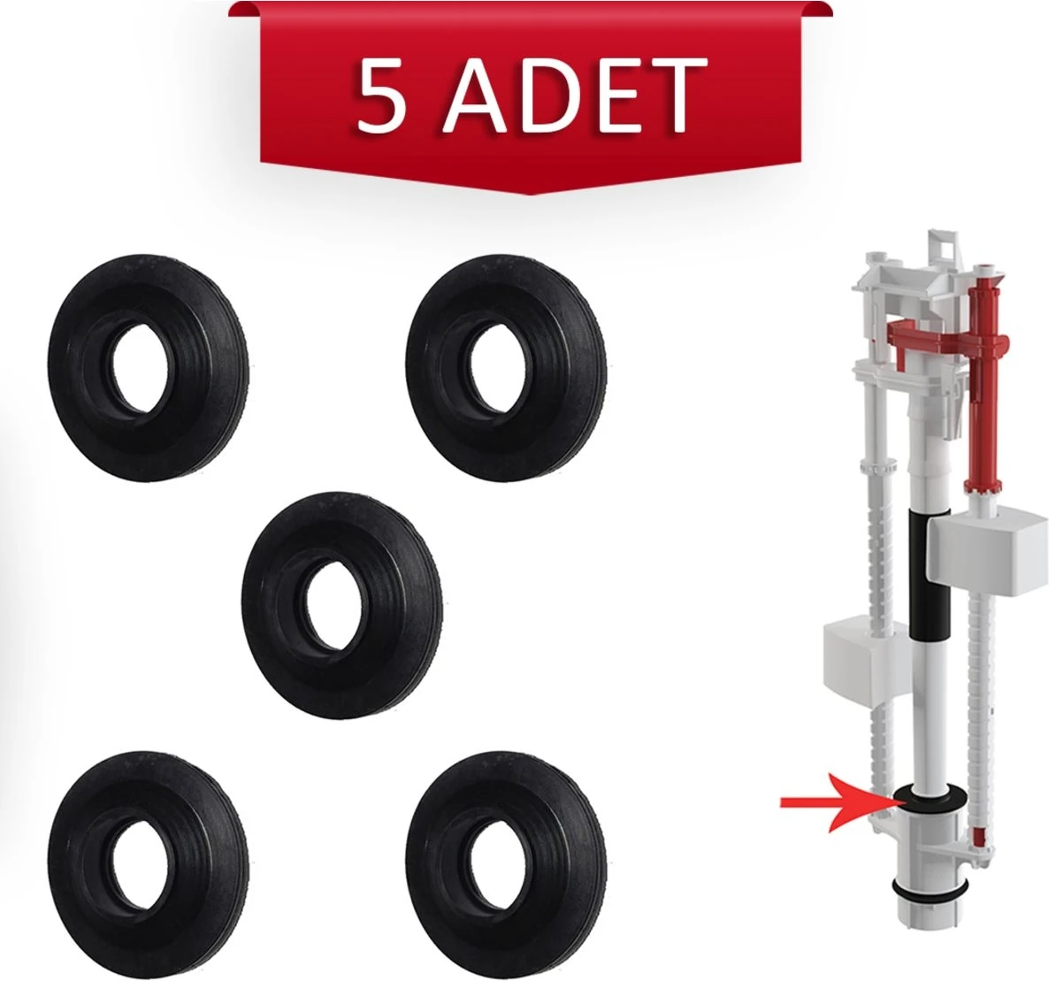 Kale Integra Gömme Rezervuar Boşaltma Grubu Contası Bombeli Model Kale Boşaltma Conta 5 Adet Bombeli