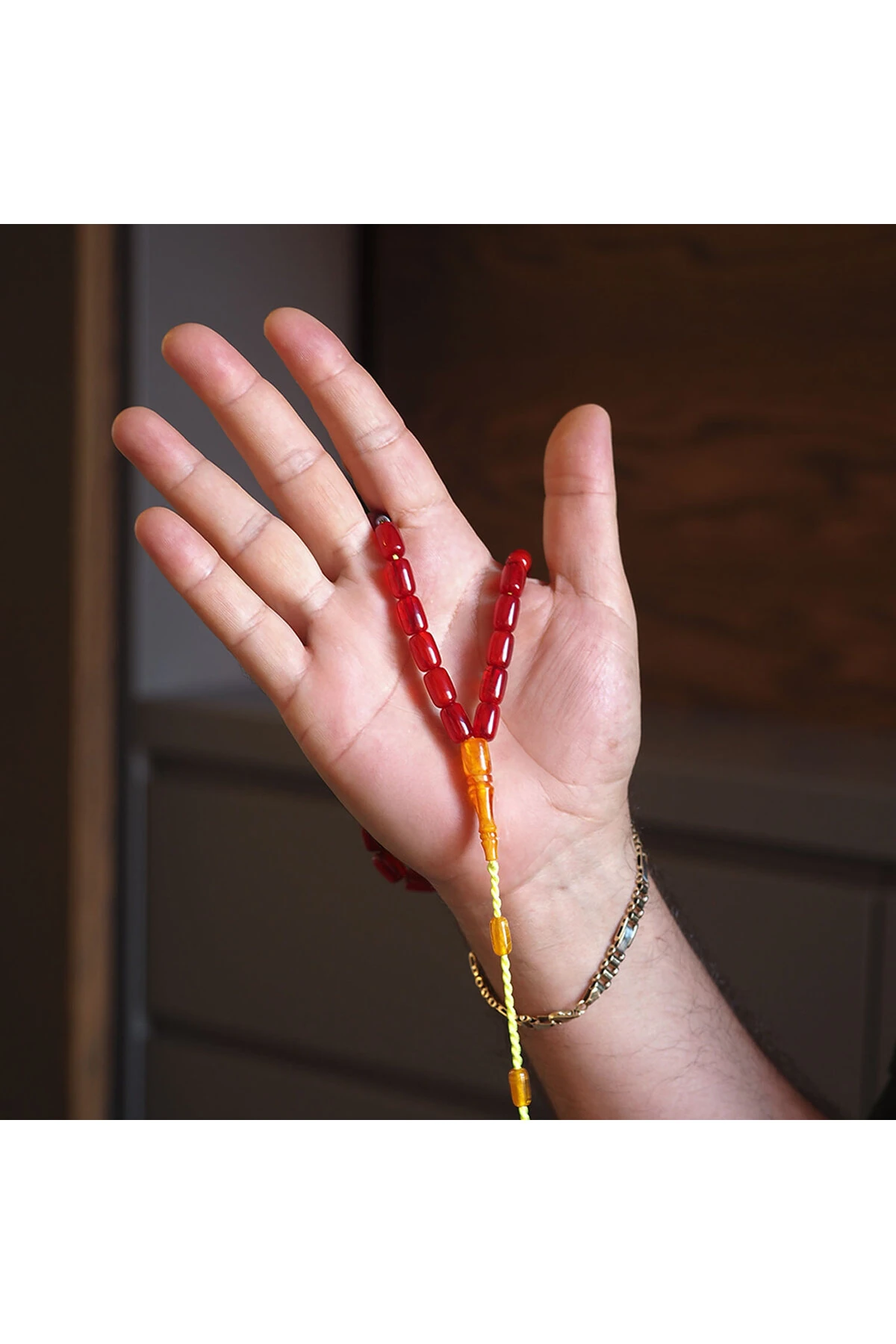 Hitame Altın İmzalı Özel Döküm Sıkma Kehribar Tesbih – WATD008