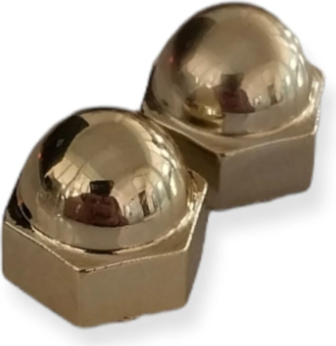 Sarı Renkli Çelik Kapı Çekme Kol Vida ve Somun Kapağı, 2'li Paket