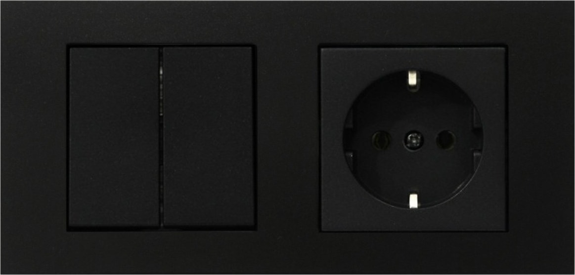 Grano Siyah 2'li Set Komütatör ve Topraklı Priz Set