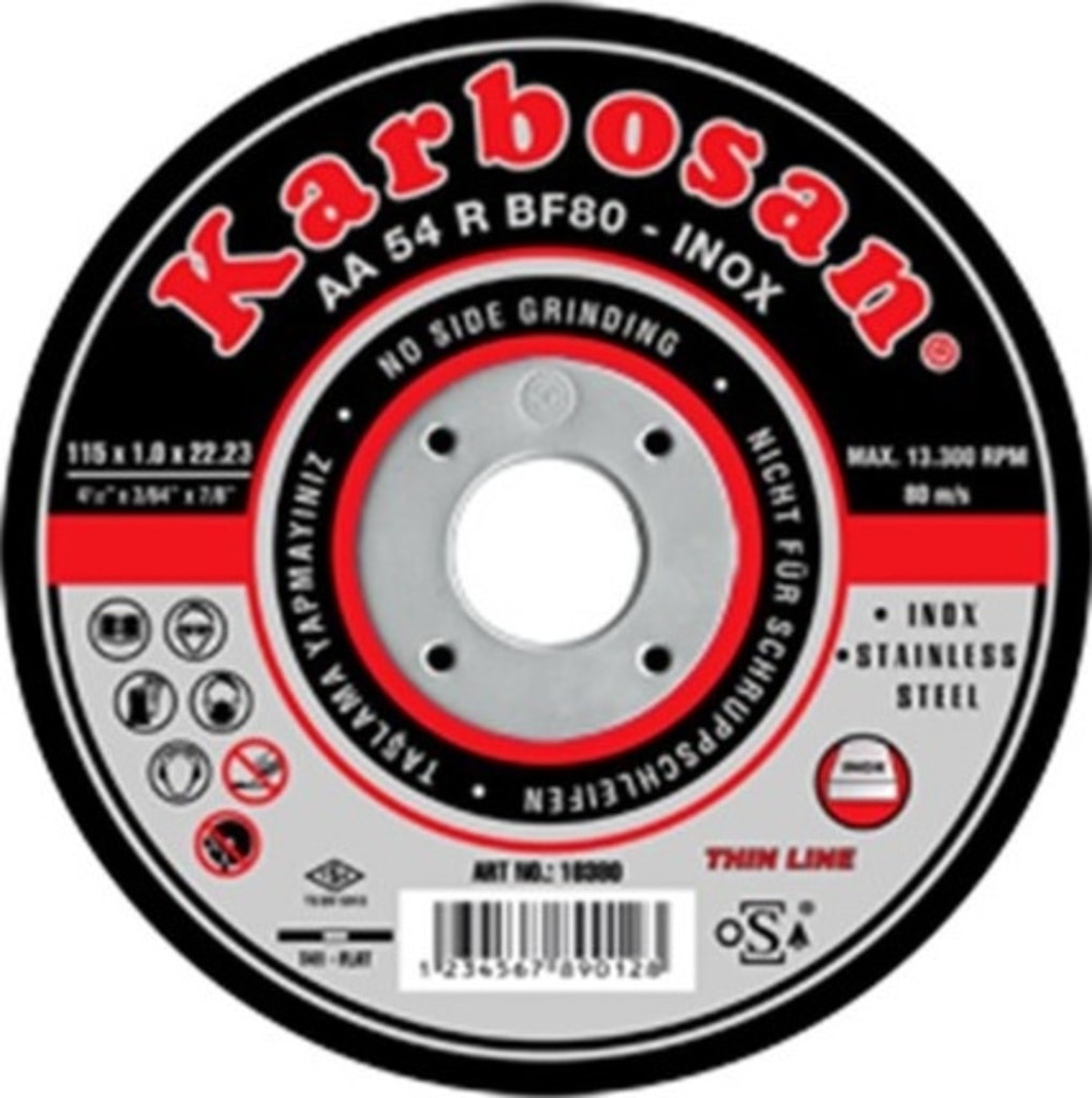KARBOSAN 115 x 1 Inox Kesme Taşı 5 Adet