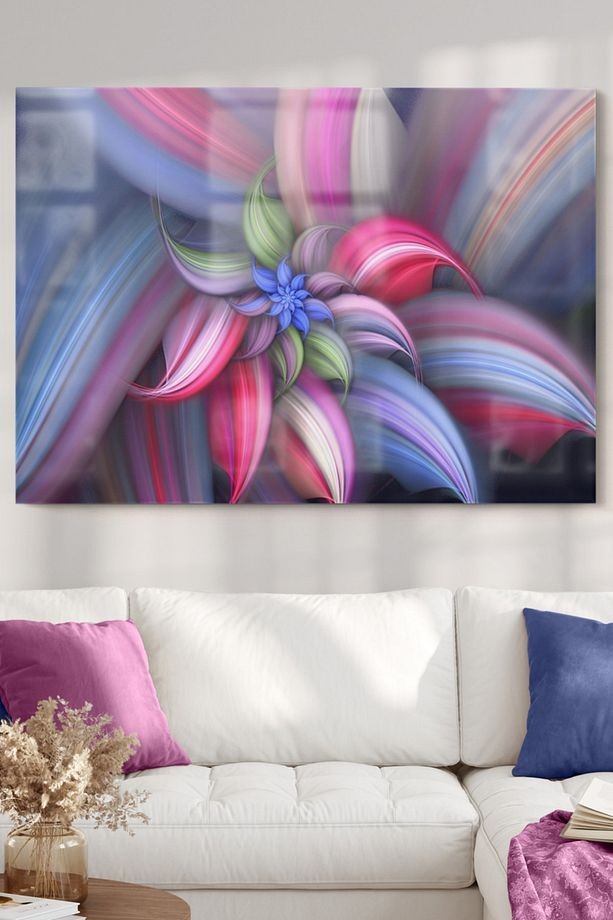 Renkli Çiçek | Çiçek Temalı Cam Tablo | 50x70 Cm