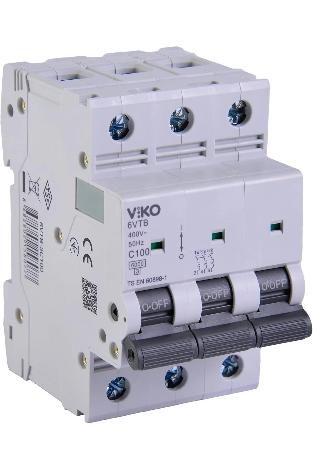 6VTB-3C100 Otomatik Sigorta 6KA C Tipi 3 Kutup 100A 842385