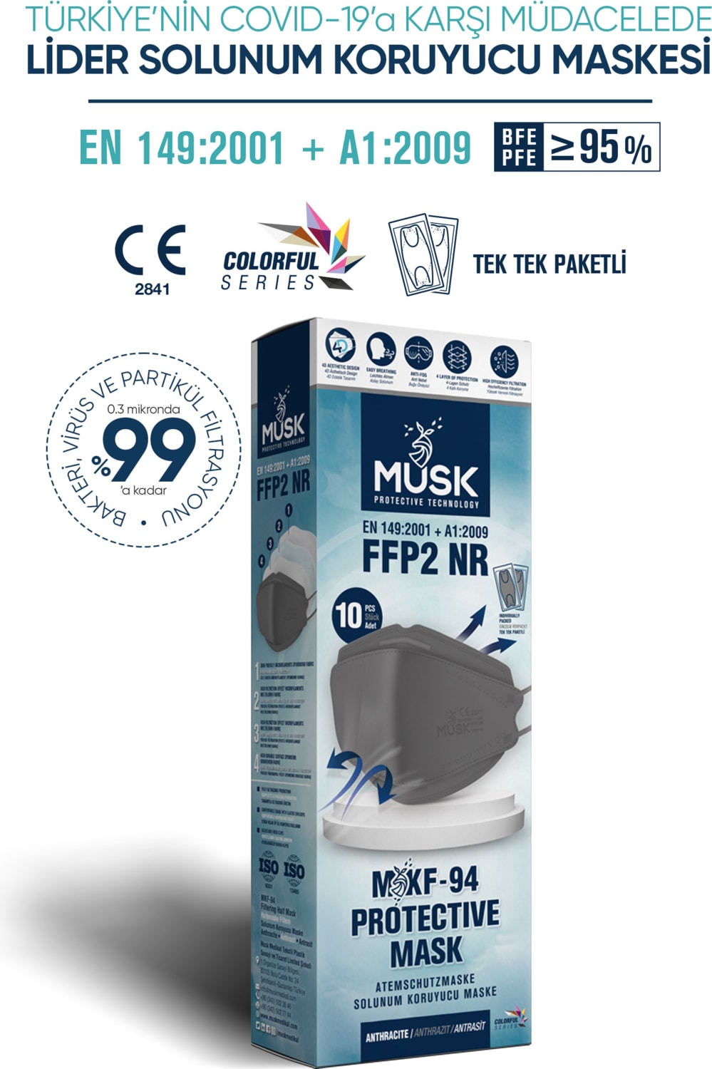 KF94 Kore Tipi FFP2 Maske 10 Adet