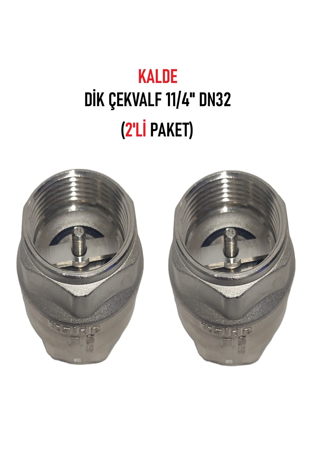 (2'li Paket) 11/4" Dn32 Sarı/Krom Dik Çekvalf - Vertical Check Valve
