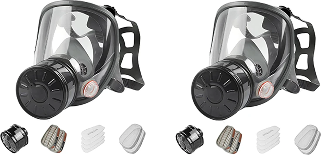 2x Tam Yüz Gaz Maskesi, Gaz Maskesi Hayatta Kalma Nükleer ve Kimyasal, 40MM Aktif Karbon Filtreli, Yeniden Kullanılabilir (Yurt Dışından)