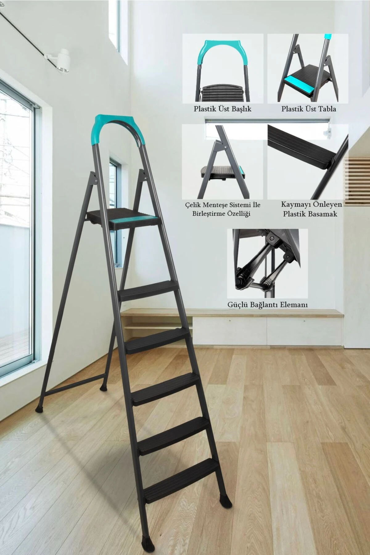 51305 Riser 5+1 Plastik Basamaklı Merdiven