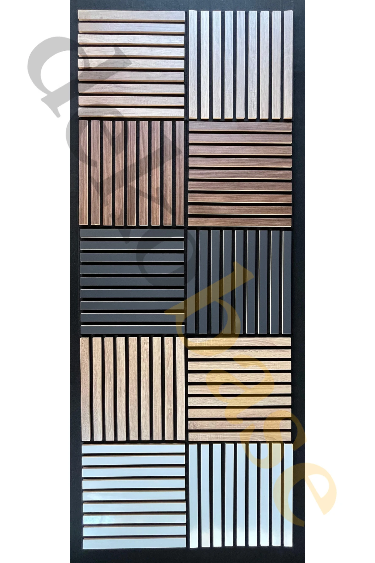 Antrasit 40x40cm Yeni Nesil Akustik Ahşap Duvar Paneli