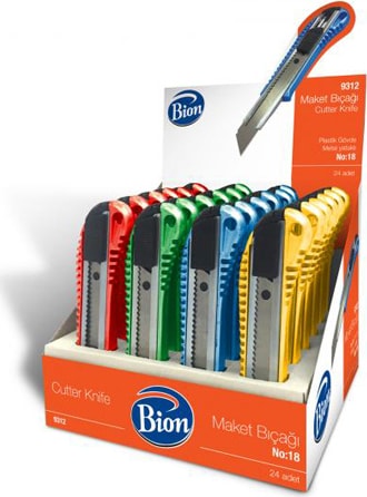 Bion Maket Bıçağı Metal Yataklı 24 Lü Kutu No:18 9312