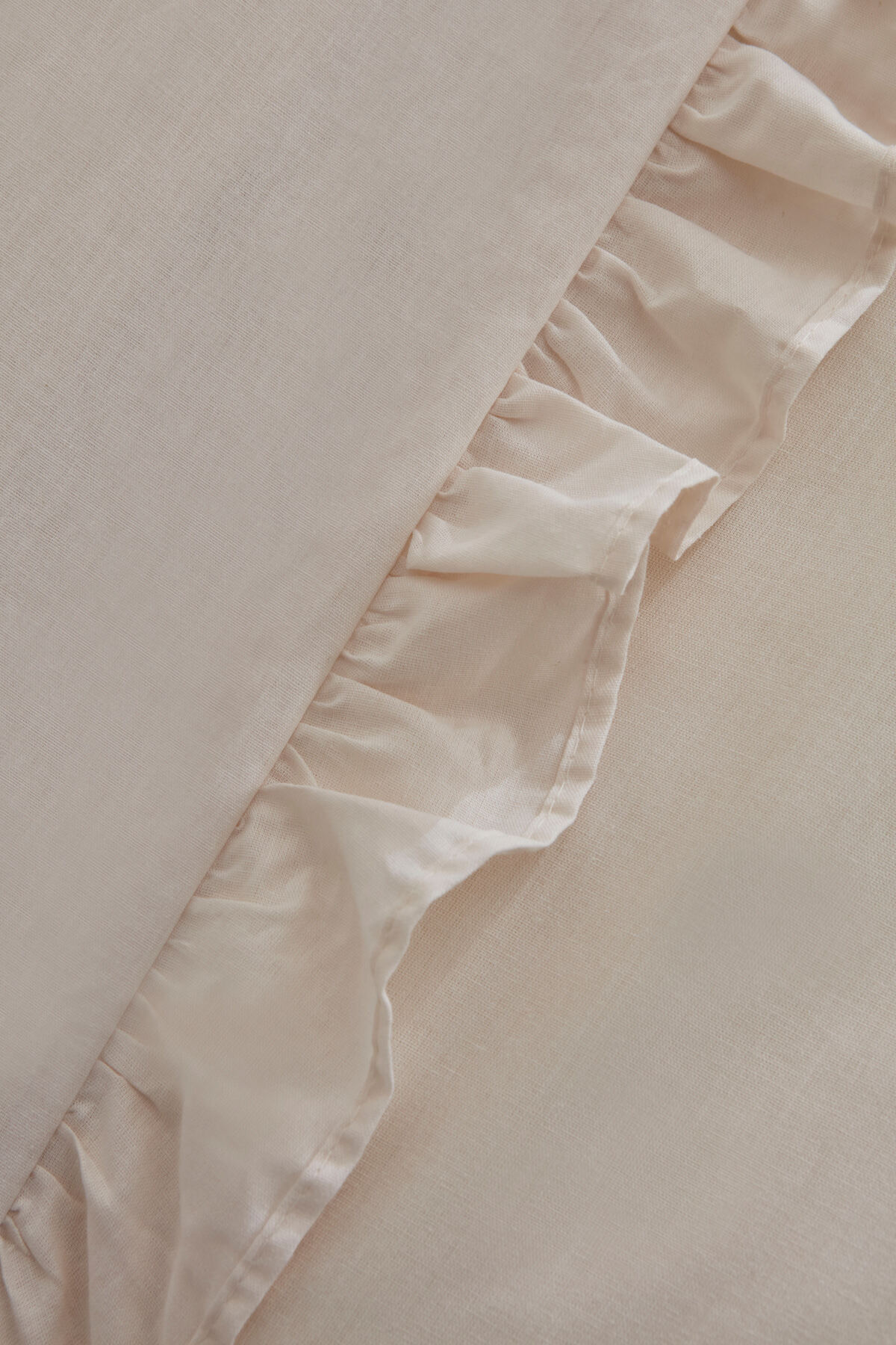 Pure Ruffle %100 Pamuk King Size Nevresim Takımı Ekru