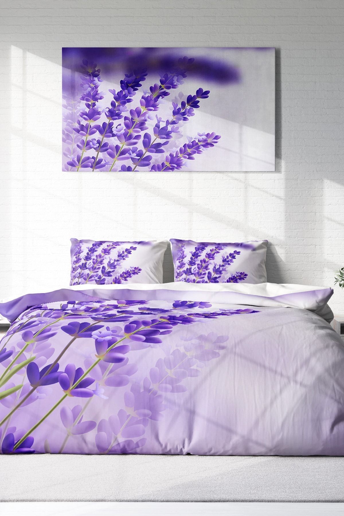 Lavander 3d Pamuk Saten Çift Kişilik Nevresim Takımı