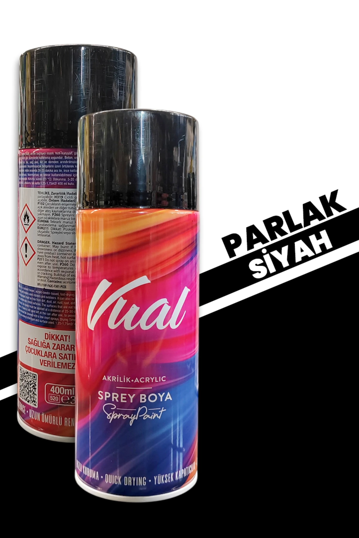 Vual Akrilik Parlak Siyah Sprey 400 ml - RAL 9005
