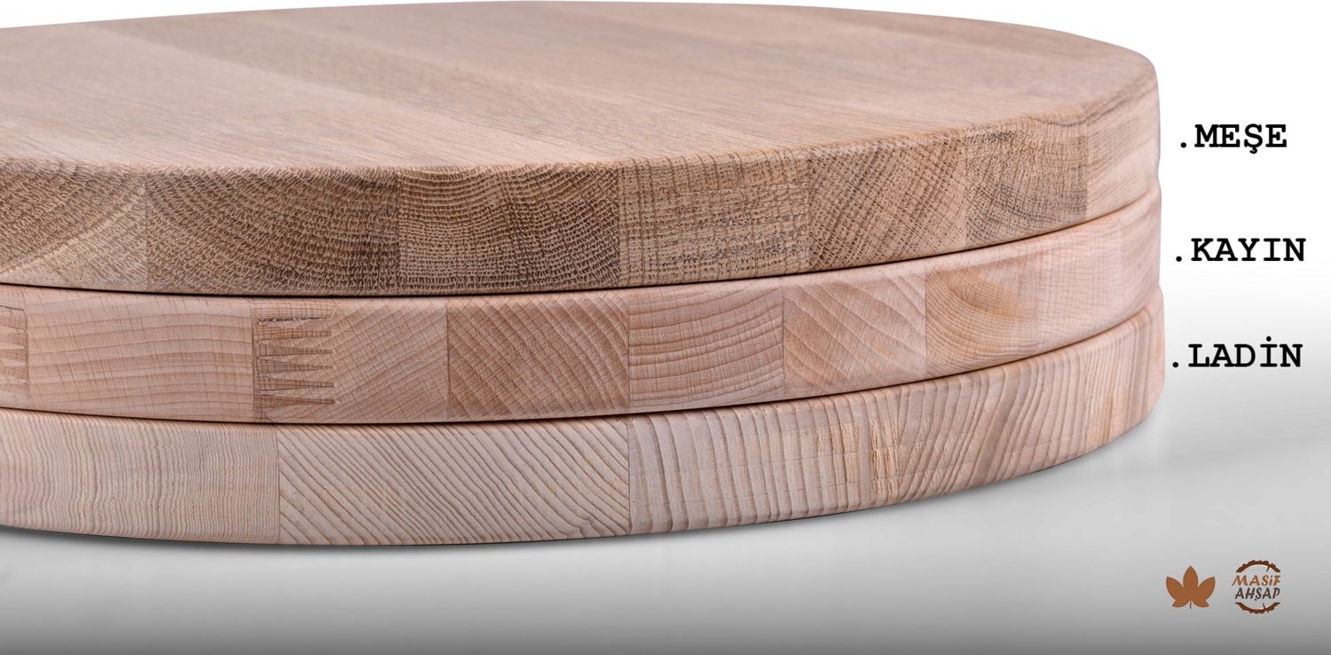 Yuvarlak Ahşap Plaka Masa ve Sehpa Tablası MEŞE-130 Cm-30 mm