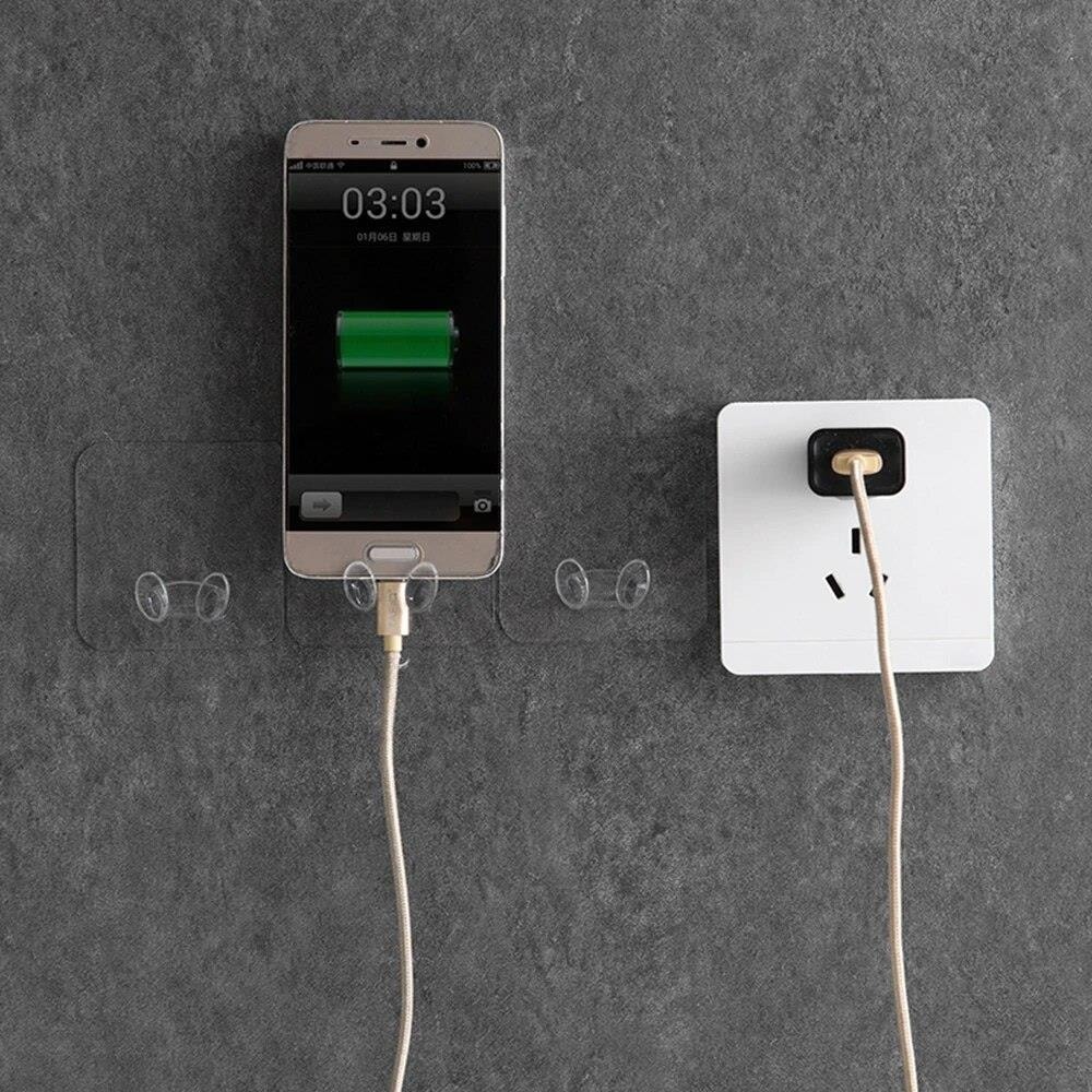 4'lü Güçlü Yapışkanlı Fiş,kablo Tutucu Düzenleyici Organizer Askı