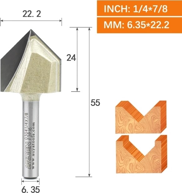 6.35X22.2 Arden 90 Derece V Bit 1/2 "karbür Üçgen V-Oluk Planya Yönlendirici Bit Ağaç Işleme Pah Kırma 3D Gravür Mdf Sertağaç Için (Yurt Dışından)