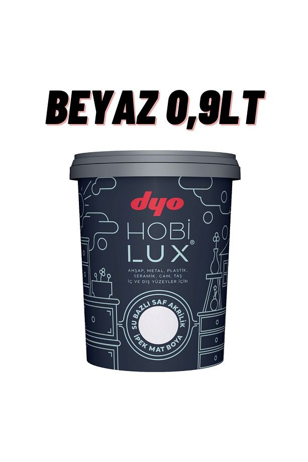 Hobilux Beyaz Su Bazlı Saf Akrilik 0,9 lt Hobi Boyası ( 0001 - Beyaz )