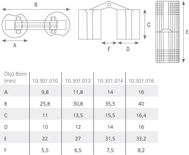 Silindir Masa Menteşesi Pirinç 12MM (2 Adet)