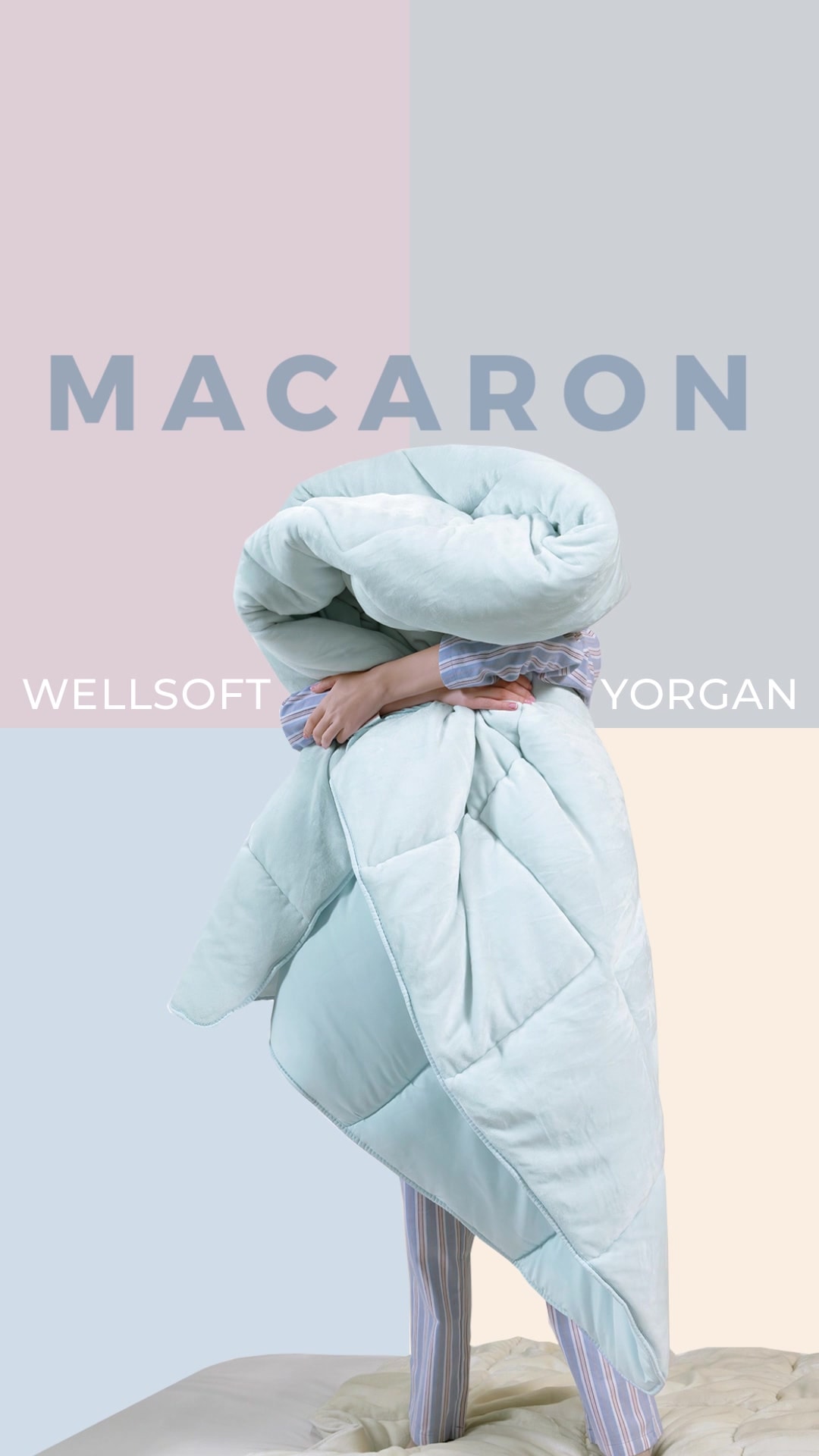Macaron Tek Kişilik Wellsoft Yorgan - Mavi