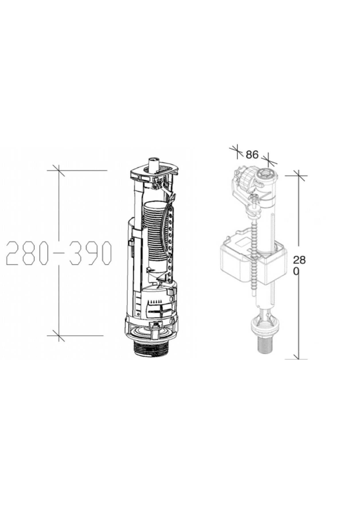 Optima 49/101 3/6 Litre Çift Kademe Klozet Rezervuar Iç Takım
