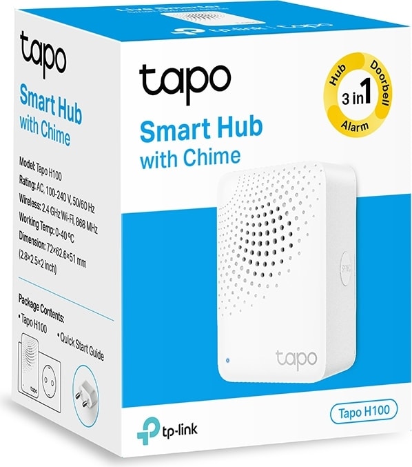 Tapo H100 | Akıllı Hub | 64 Cihaz | 19 Zil Sesi | Kablolamasız | Düğme ve Sensör Kontrol | Tapo Ekosistem Hub