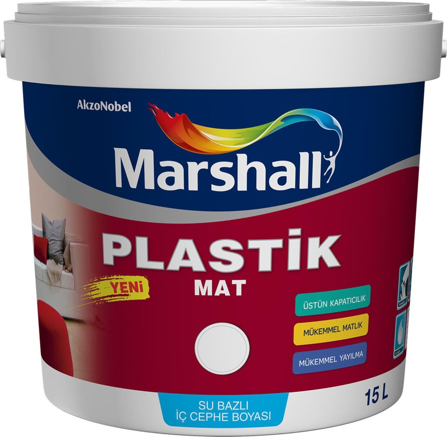 Beyaz 2,5 Litre Mat Plastik Iç Cephe Boyası (MARSHALL.5254403)