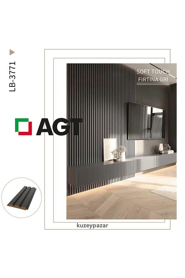 AGT Duvar Lambri Profili Lb 3771- SOFT TOUCH FIRTINA GRİ