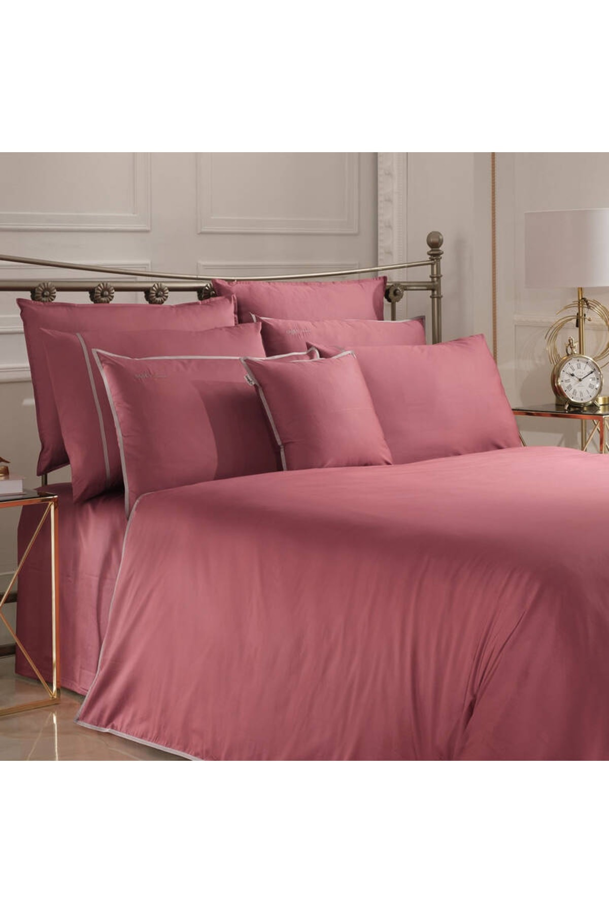 Sartoria Pamuk Saten Battal Boy King Size Mısır Pamuğu Nevresim Takımı Pembe V12