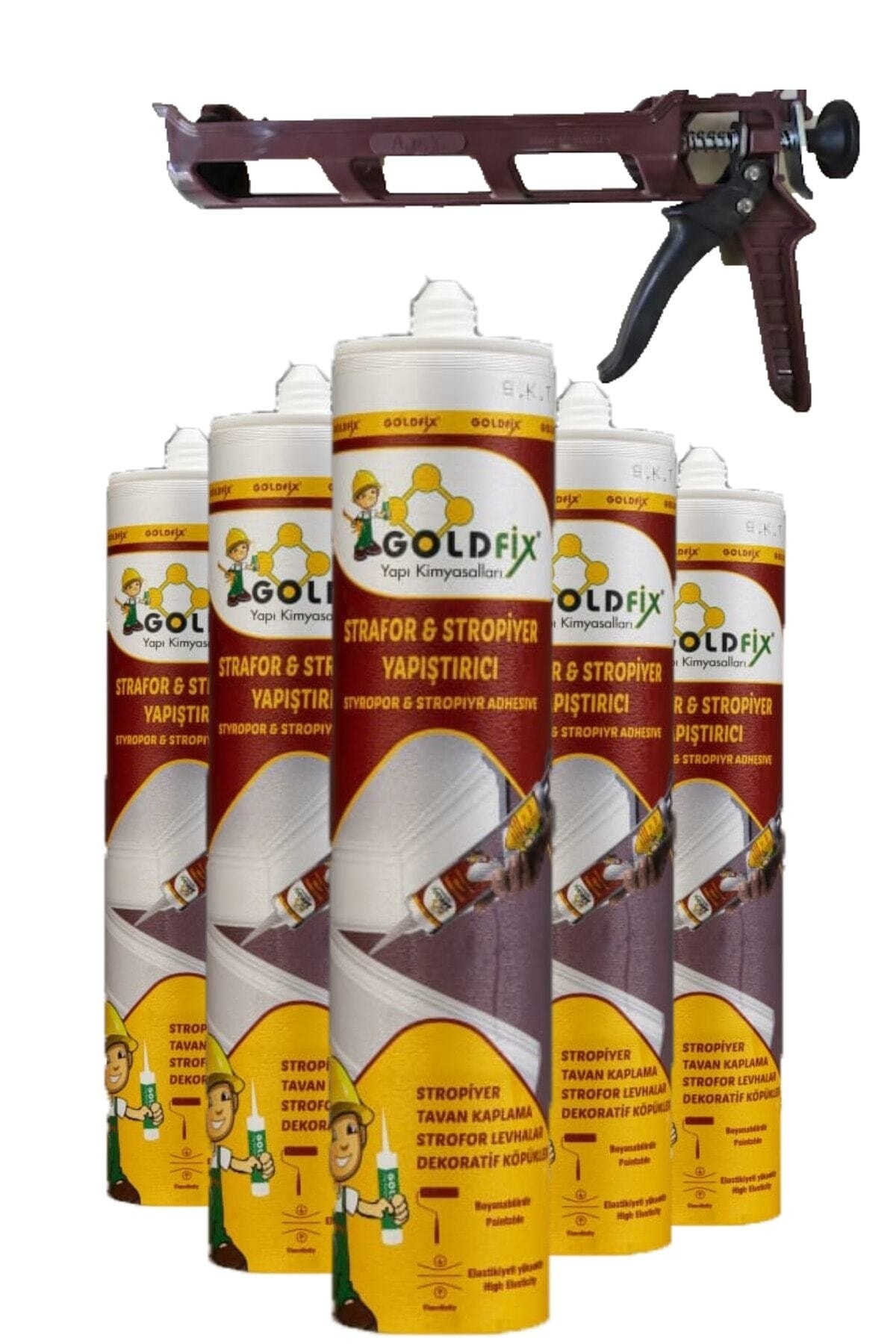 10 Adet Tabancalı Strafor Stropiyer Kartonpiyer Köpük Yapıştırıcısı Tavan Süpürgelik Yapıştırıcı