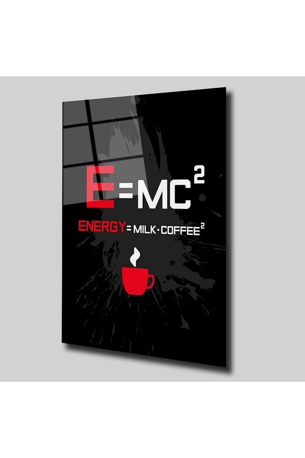 Energy=Milk Coffee Yazılı Karışık Cam Tablo #PCT0319