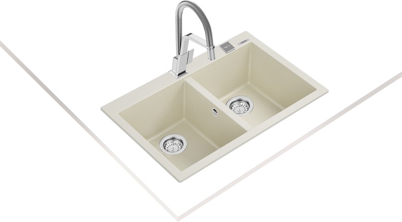 FORSQUARE 790 TG BRIGHT CREAM Ankastre Kumanda Sifonlu Granit Eviye Krem 79 cm 115260017