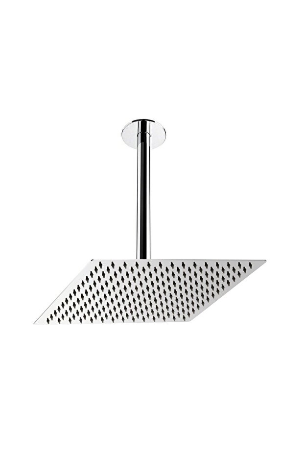 Ankastre Duş Başlığı Borulu Kare Slim Metal 30x30 Cm Tavandan