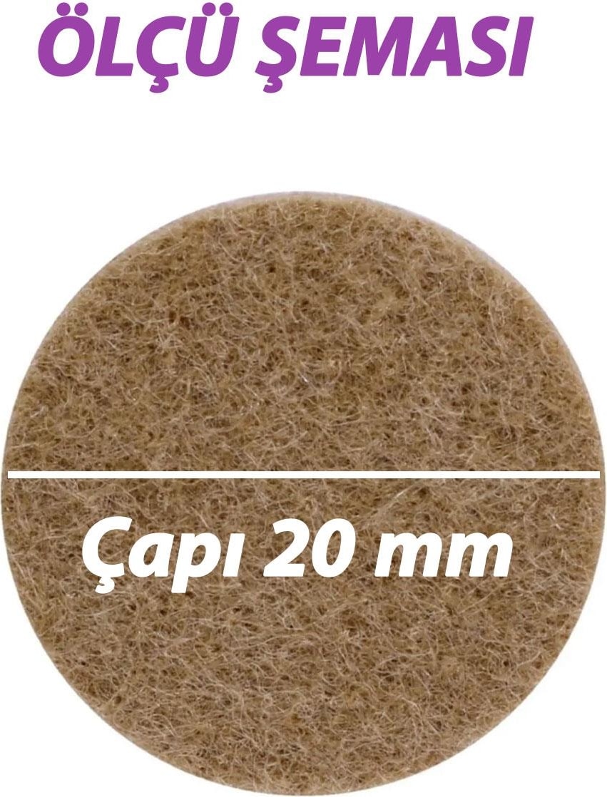 Yapışkanlı Yuvarlak Keçe Masa Sandalye Parke Zemin Ayak Koruyucu Kaydırmaz 20 mm Keçesi (50'li Paket)