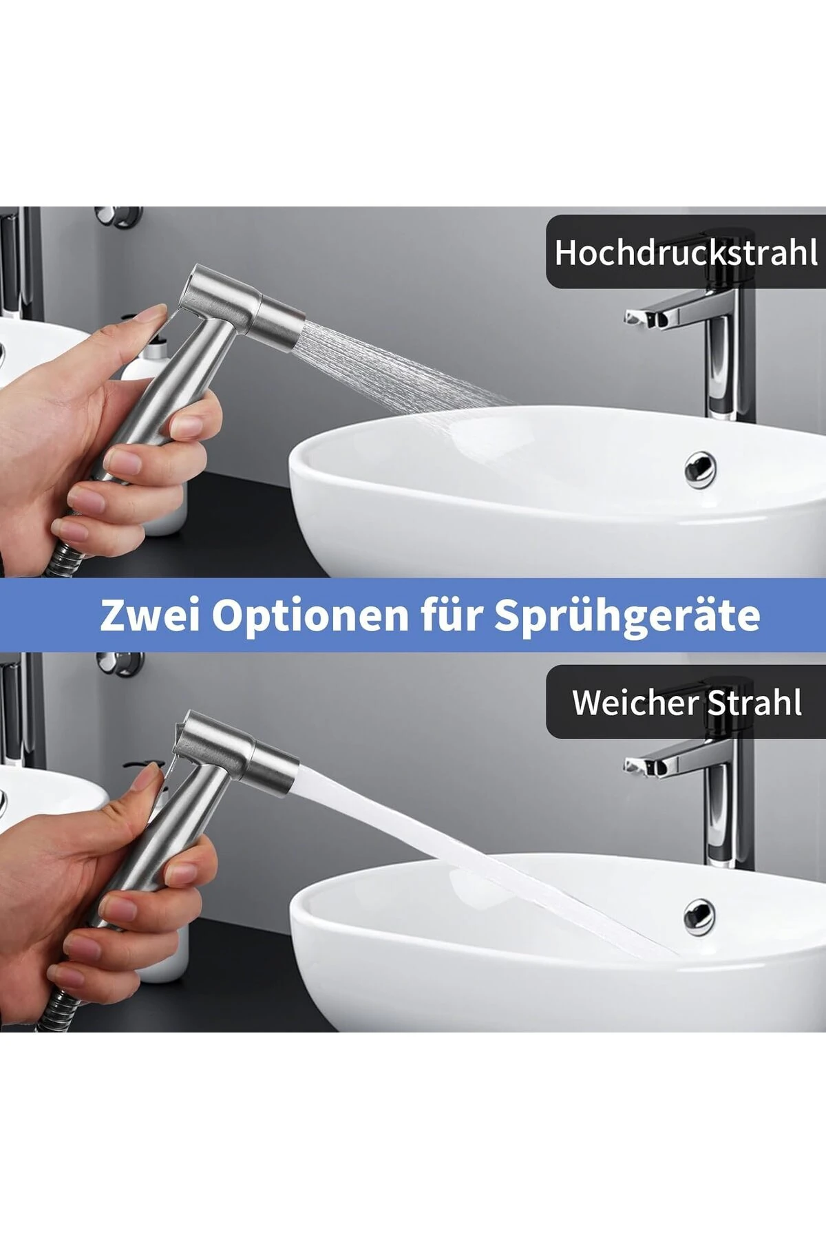 Banyo Bide Basınçlı Püskürtücü Taharet Musluğu Klozet Hortumu Nikel Renk İthal 7 Yıl Garantili