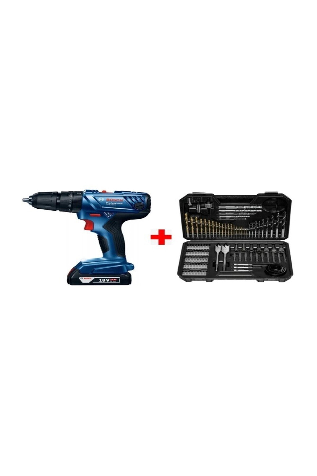 BOSCH GSB 180-LI Akülü Darbeli Vidalama + 103 Parça Karışık Aksesuar