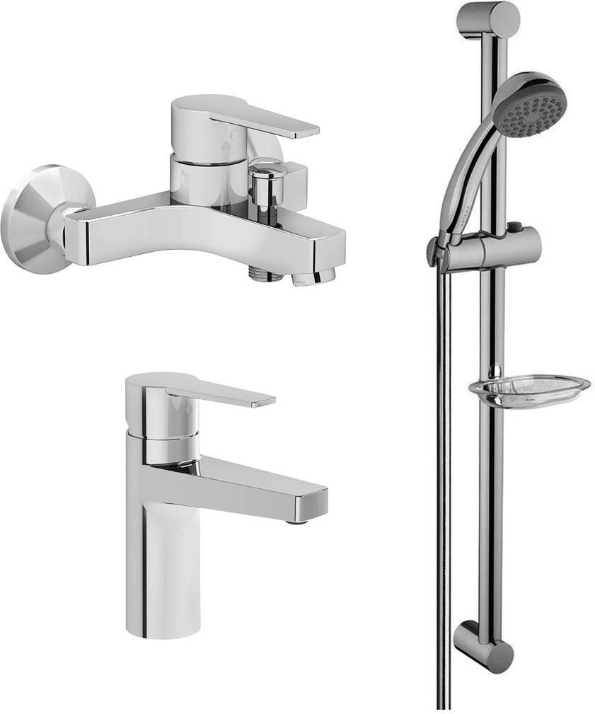 Nora S Banyo Bataryası + Lavabo Bataryası + Solo C Sürgülü Duş Seti