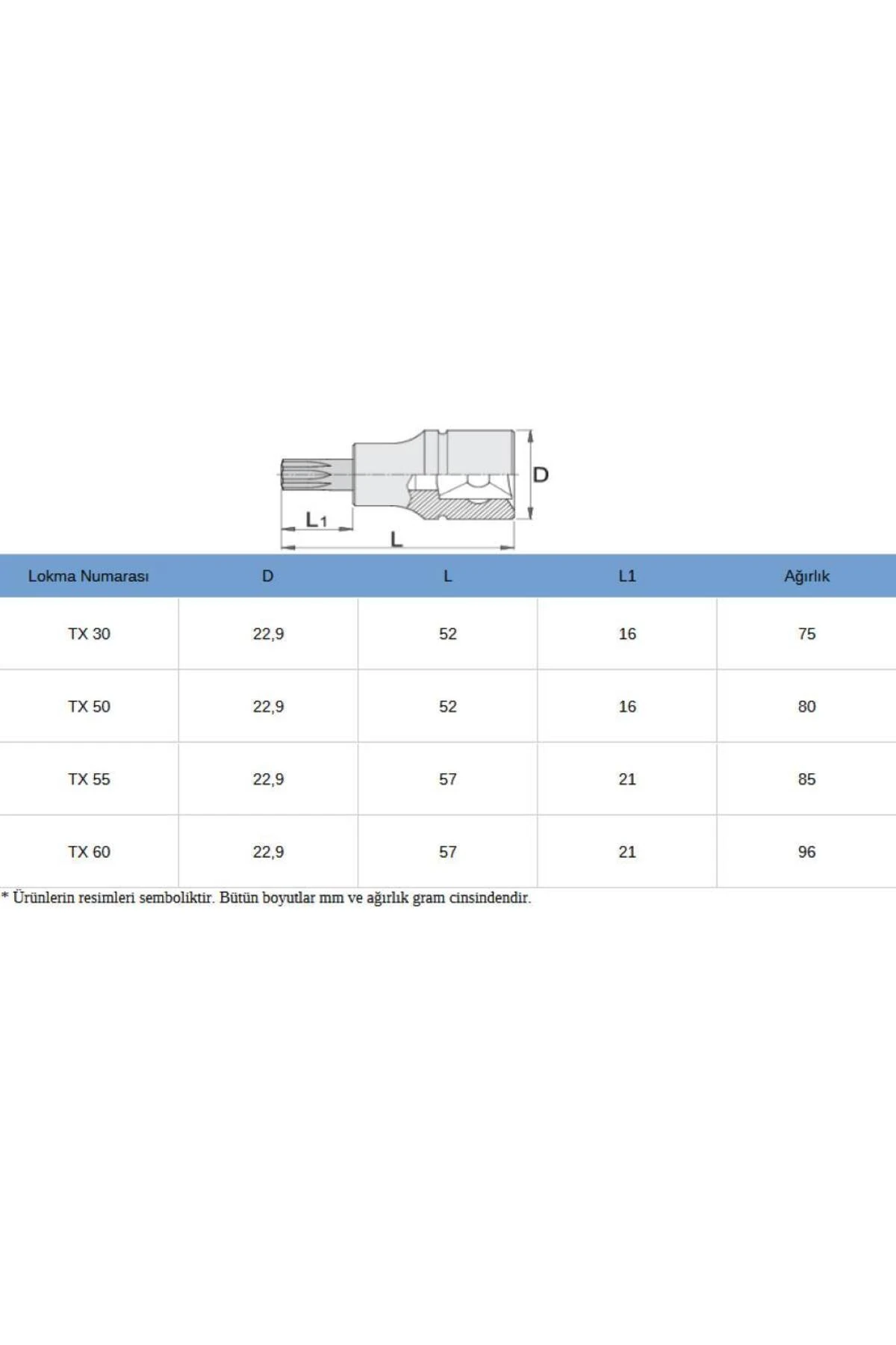 192 TX30 1/2 Torx Lokma Anahtar T30