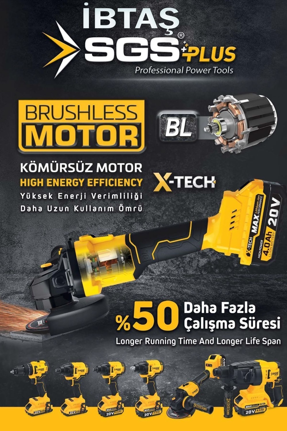 SGS 5498 - 20 Volt 4 Amper Yedek Akü Batarya ( Plus 4 Amper Akülü Aletlere Uyumludur)