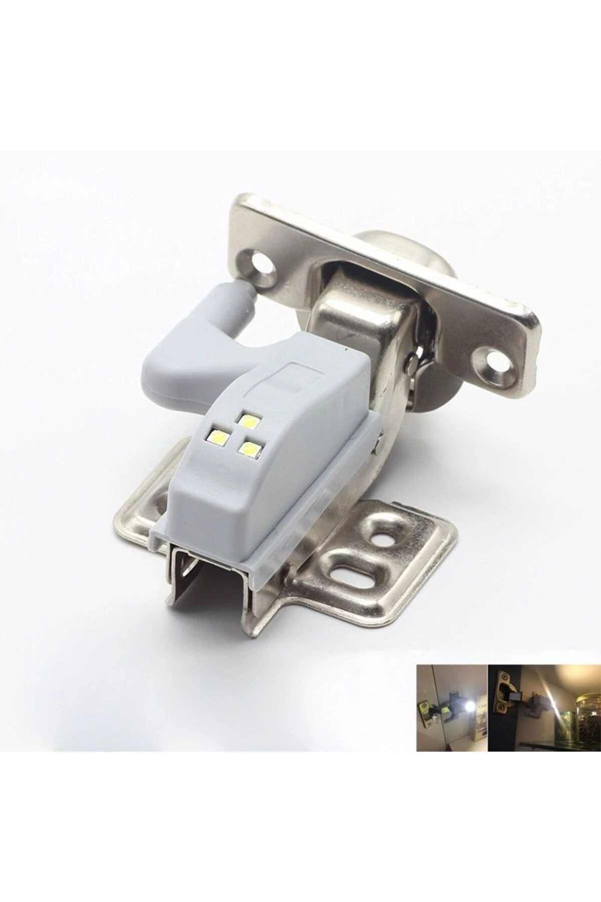 "5 Adet" Üç Ledli Menteşe Üzeri Dolap Içi Sensörlü Dekoratif Aydınlatma (1 Adet + Pil)