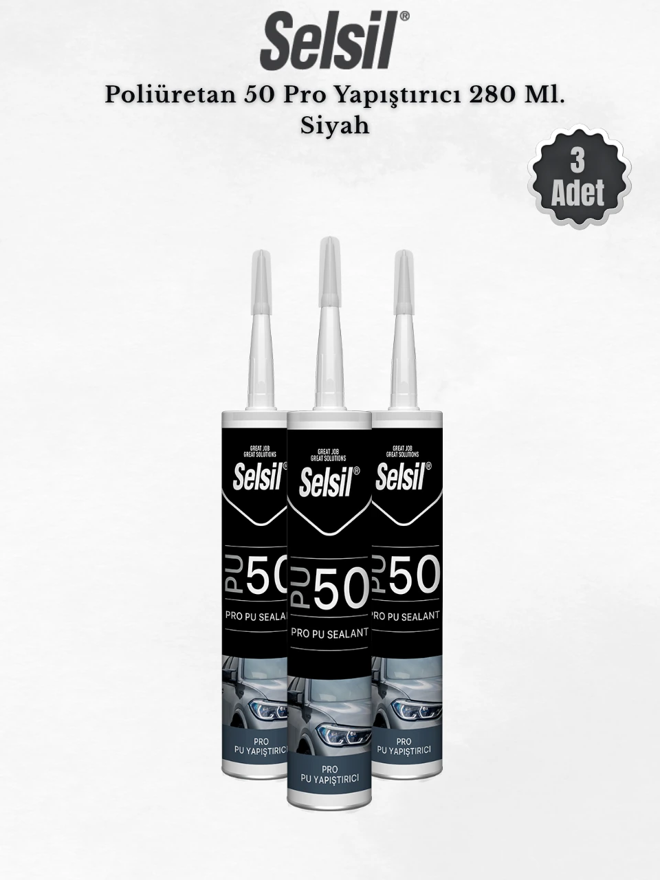 Poliüretan Mastik Siyah 280 Ml. - 3 Adet