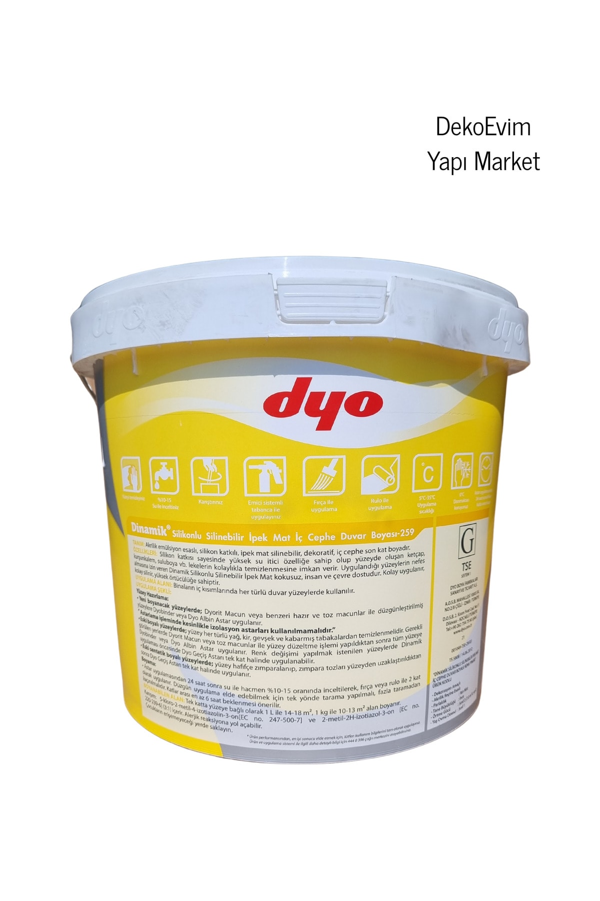 Dinamik İpek Mat Silikonlu İç Cephe Duvar B. Yeni Fildişi 2914 7,5 Lt.
