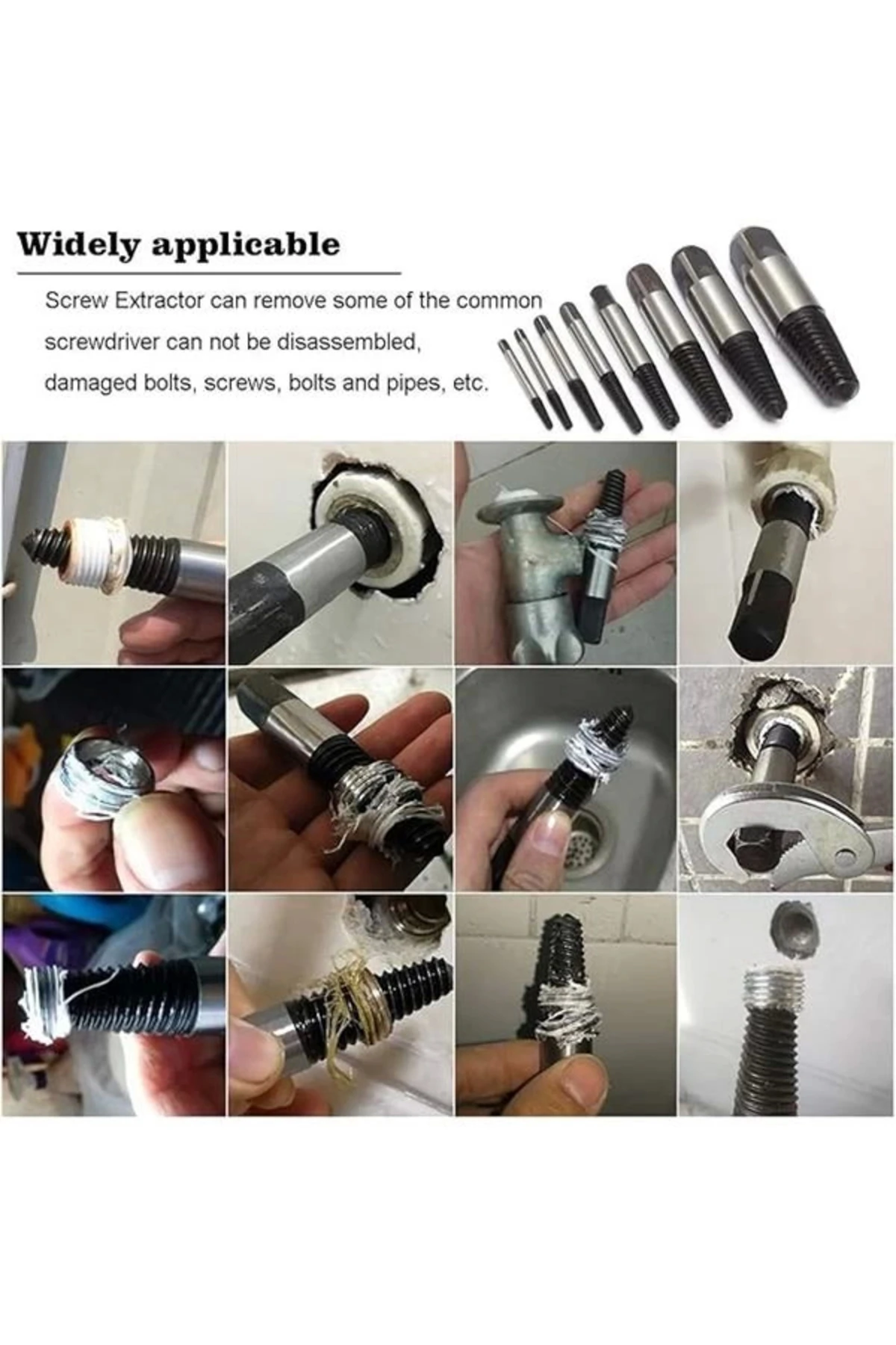 ® 6'lı Profesyonel Vida Çıkarma Seti Kırık Civata Kılavuz Çıkarıcı Hasarlı Dönmeyen Sıkışmış
