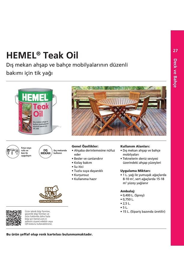 Teak Oil Yağ Teak Yağı 15 Lt