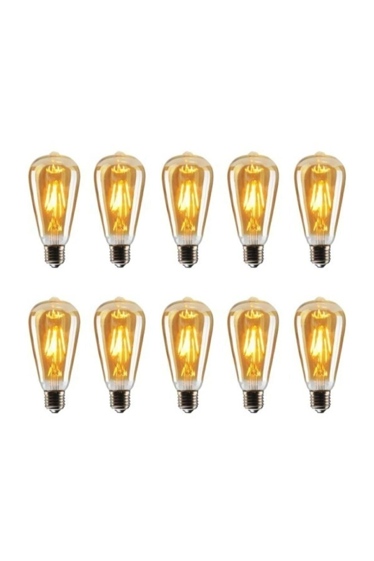 10'lu St64 Flamanlı Rustik Led Ampul Dekoratif Vintage Aydınlatma Tasarruflu Led Ampül