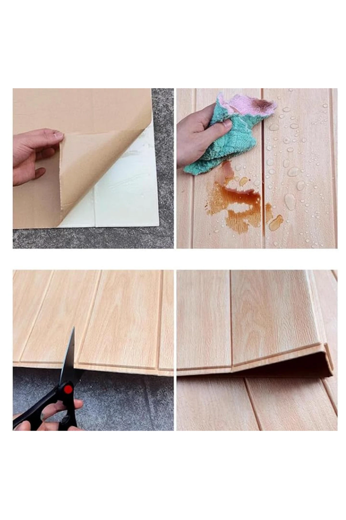 Dekoratif Kendinden Yapışkanlı Ahşap Lambri Görünümlü Esnek Köpük Duvar Panel