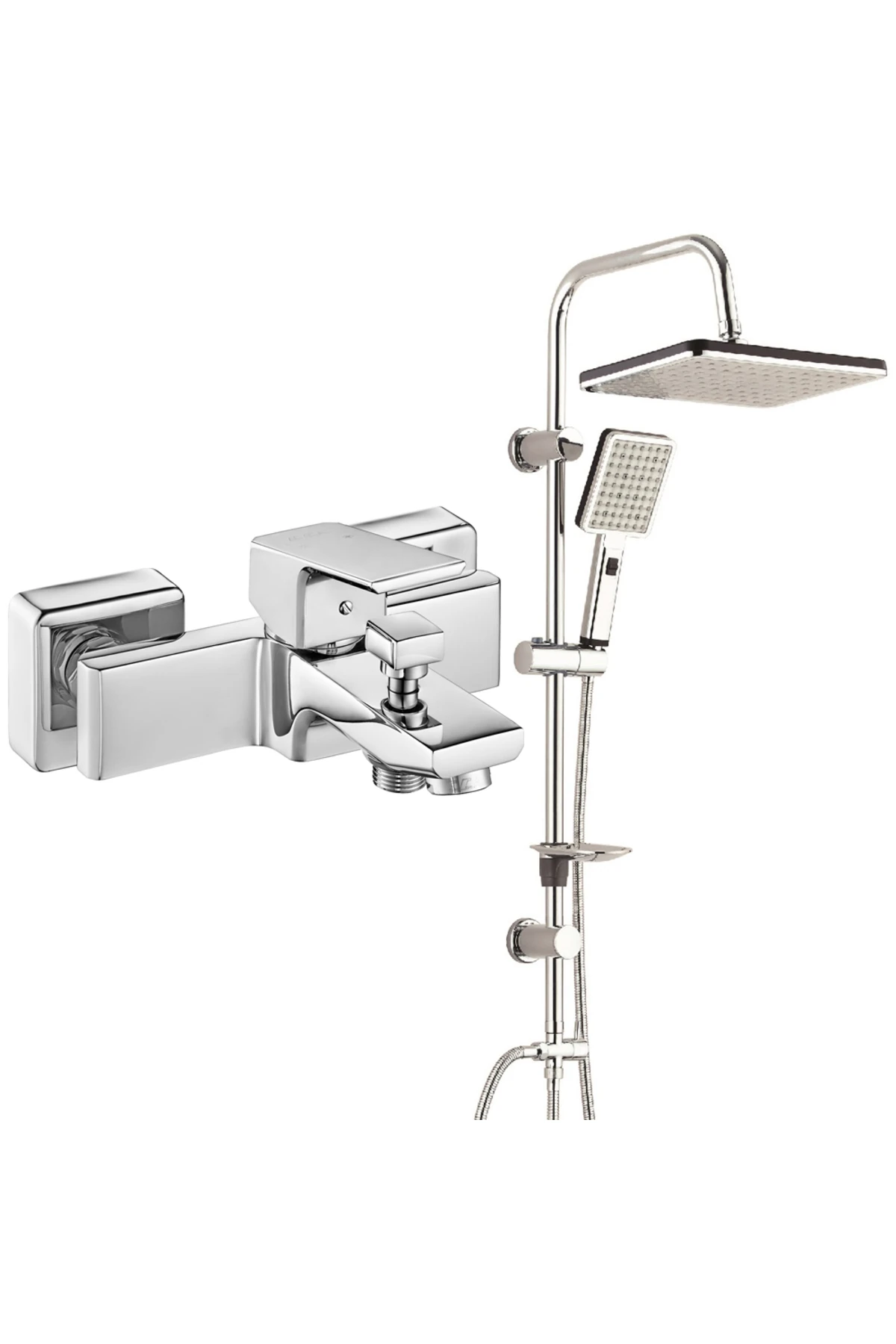 Tiera Banyo Bataryası T-may Banyo Sümbül Kare Tepe Duş Takımı Seti Paslanmaz Krom