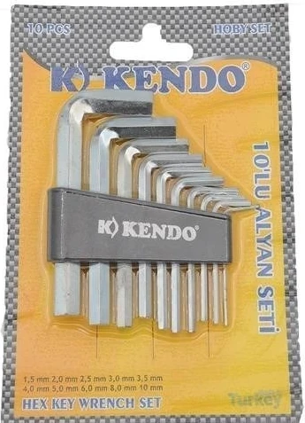 9 Parça Çelik Alyan Seti Kısa Düz Köşe Alyan Anahtar Takımı