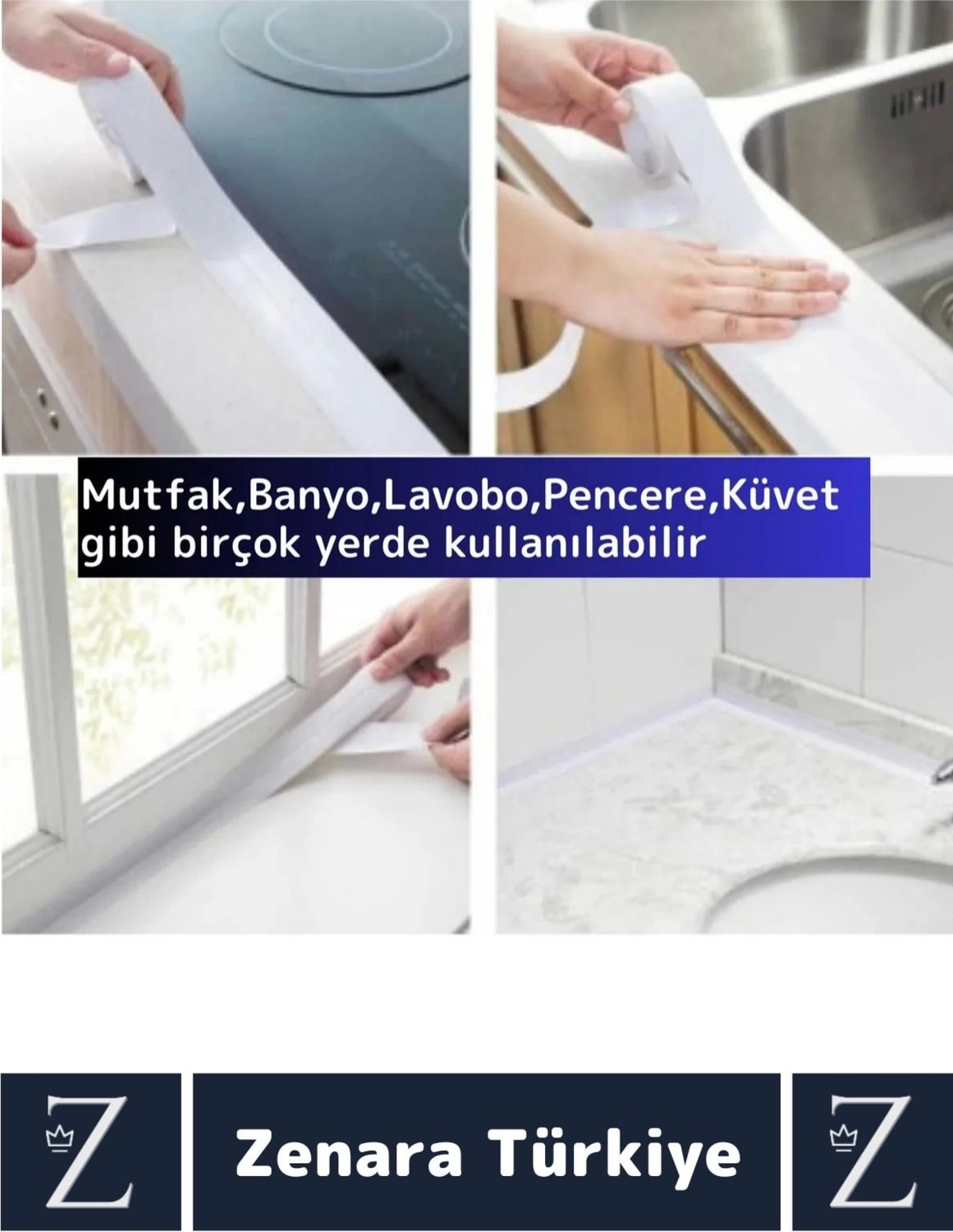 OZKUVVET Premium Uzun Ömürlü Su Nem Küfe Dayanıklı Mutfak Lavabo Pencere Kenar Yalıtım Bandı 3.2 mt x 10 Adet