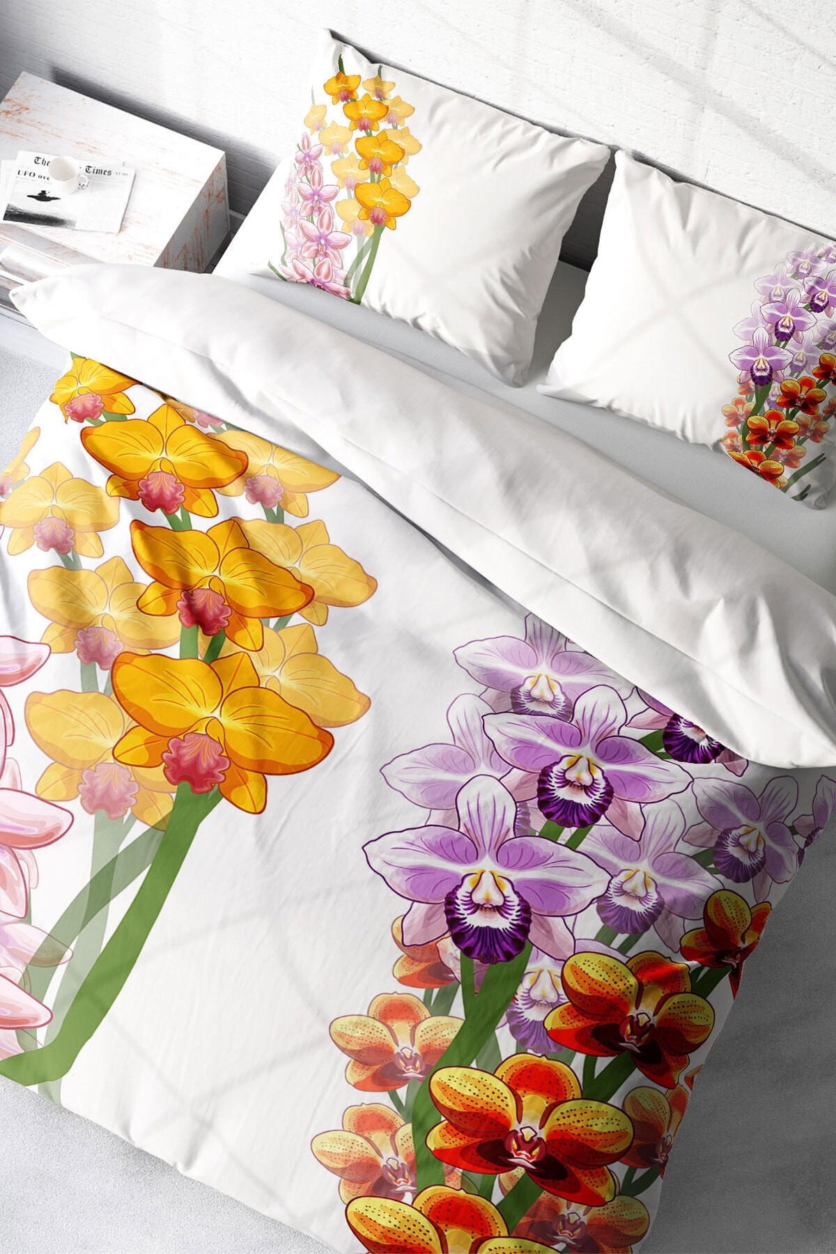 Kıng Sıze Orchid Naturel Çift Kişilik Nevresim Takımı 220x240cm