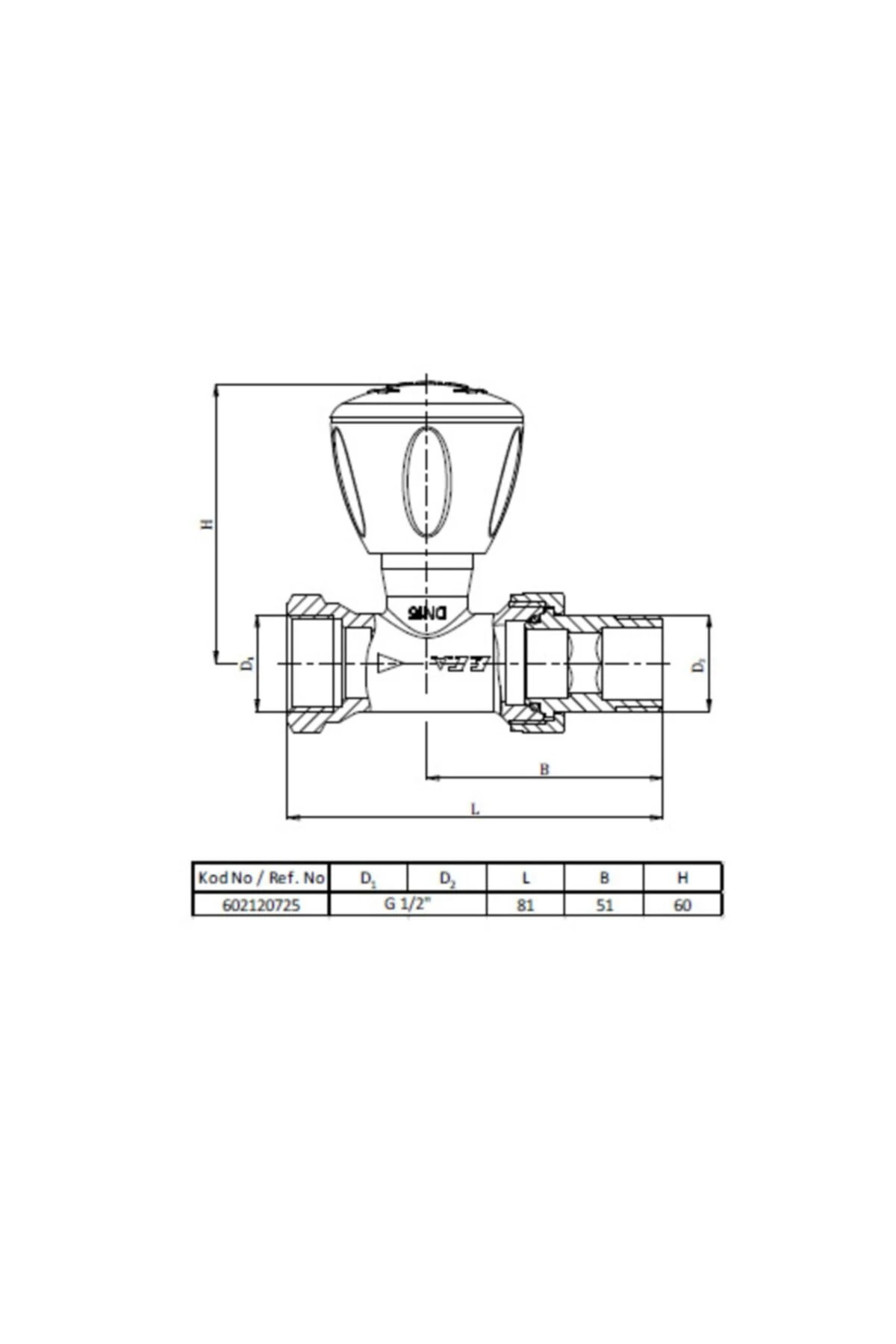 1/2" Rv3 Düz Rad. Vanası 602120725