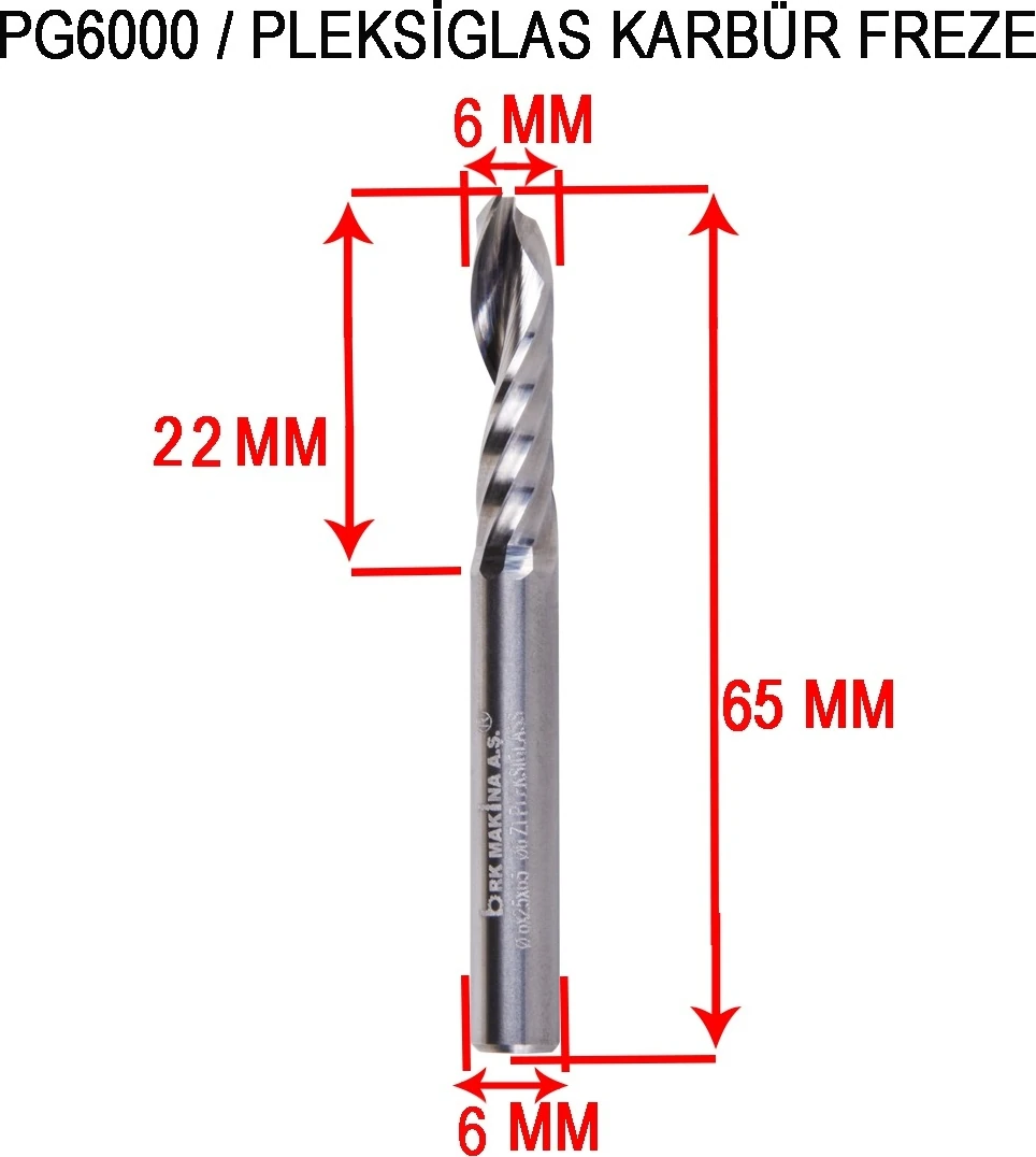 Pleksiglas Cnc Karbür Freze Pozitif 6 mm
